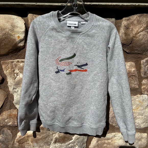 Boy’s Lacoste Gray Sweatshirt Croc Graphic Logo Size 6 Toddler Preppy - Picture 1 of 5